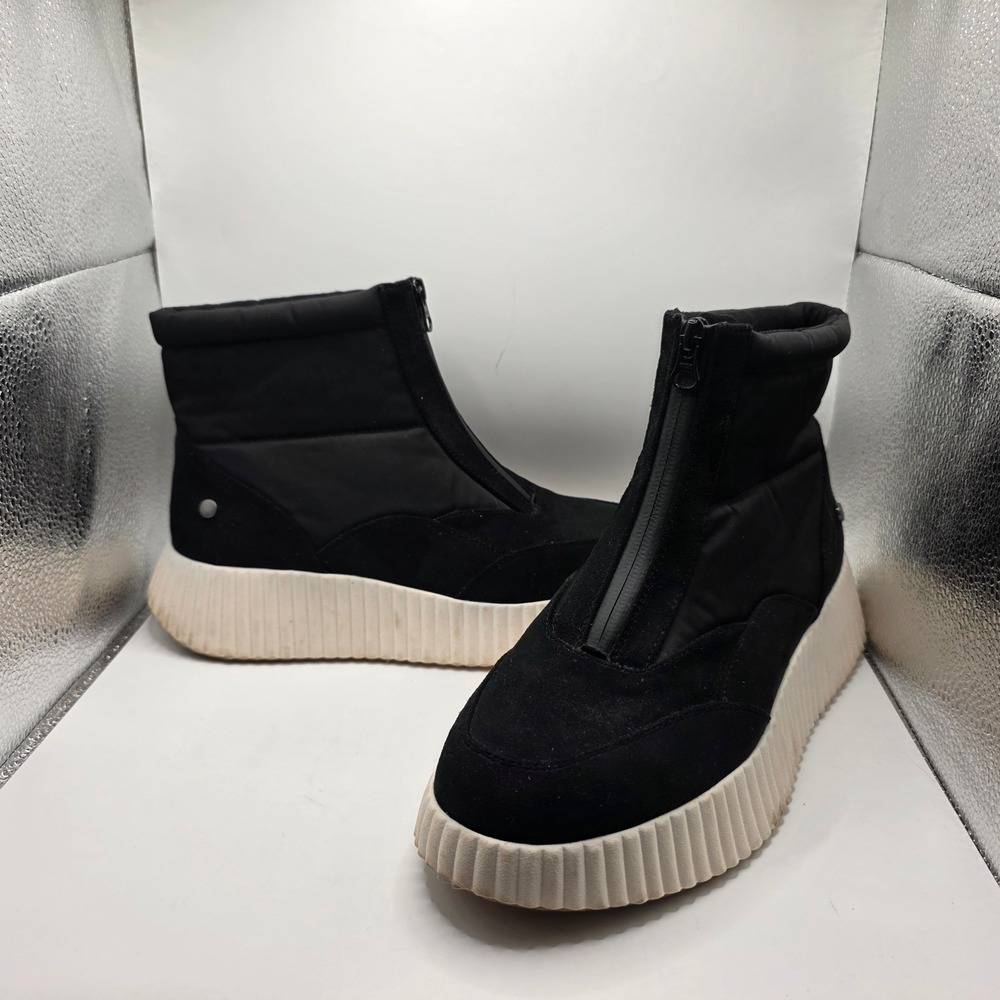 White Mountain Downtown Black Platform Front Zip Ankle Boots Womens 11M W36157